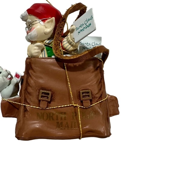 1988 Enesco Santa and Mouse Christmas Hanging Ornament NORTH POLE DEADLINE - Picture 8 of 11